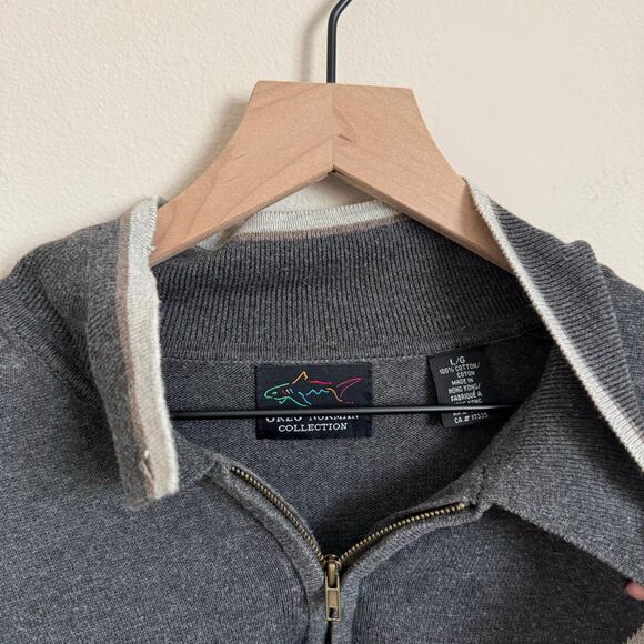 Vintage Greg Norman 90s Mens Gray Argyle Quarter Zip Pullover Sweater Size Large - Picture 3 of 10